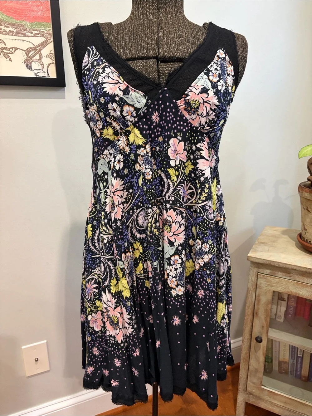 Free People Longwood Floral Print Boho V-Neck Slip Dress Size Small